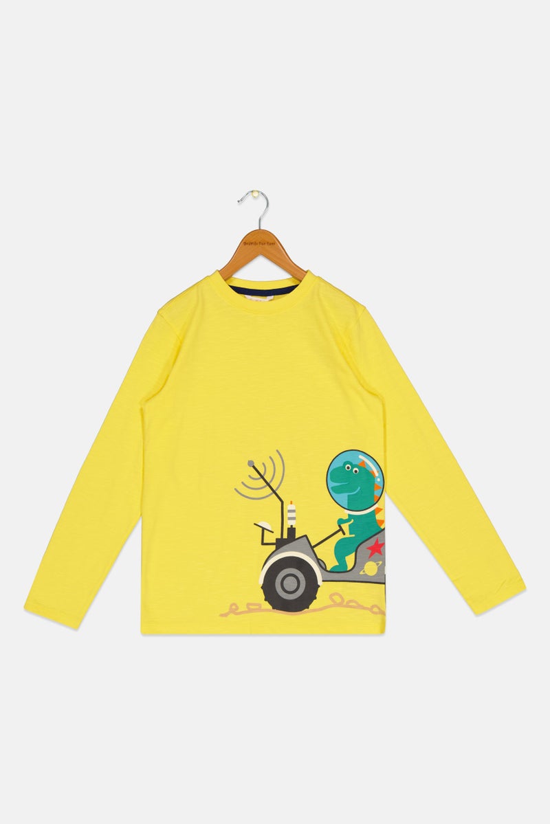 Hamleys Toddlers Boy Crew Neck Long Sleeves Graphic Print T-shirt, Yellow - Image 2